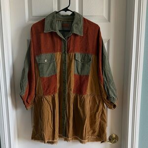 Umgee Rust, Olive and Tan Corduroy Lightweight Shacket
